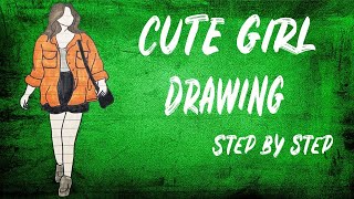 How to draw a Cute Girl - Step by Step | Easy Drawing Cute Girl #drawing #art #viral #howtodraw