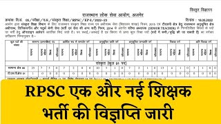 RPSC एक और नई शिक्षक भर्ती की विज्ञप्ति जारी