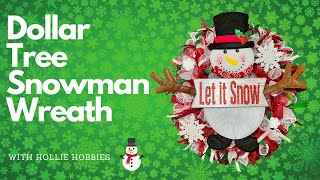 How To Make a Christmas Wreath/ DIY Dollar Tree Christmas Wreath/ Dollar Tree Snowman Wreath/Snowman