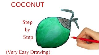 How to Draw Coconut || Green Coconut Drawing Tutorial (Easy for Kids)