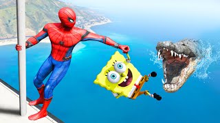 GTA 5 Spiderman vs SpongeBob Water Fails (Euphoria Physics/Ragdolls) #27