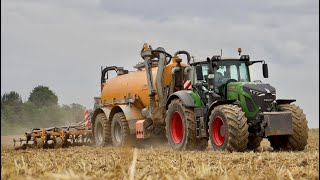 Fendt 939 Vario mit Veenhuis Fass beim Gülle Grubbern