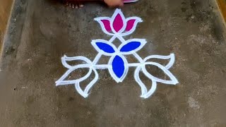 Puratasi madham colour kolam designs|3 dots muggulu|color rangoli|vinayagar chathurti kolam 2023