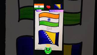 Indian flag 🇮🇳 ~ Bosnia Herzegovina flag 🇧🇦 How to draw Indian #flag #independenceday #shorts #reels