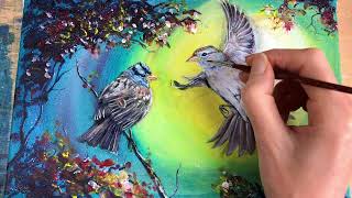 Acrylic Painting Tutorial Sparrow Part 2 Final Part   HD