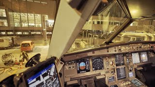 Airbus A320 COCKPIT Landing - Pilot Performs Manual Approach and Landing at Night