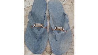 DIY SLIPPERS How to make slipers using old jeans 👖& sliper soles .....