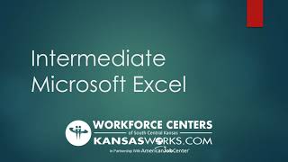 Intermediate Excel Workshop