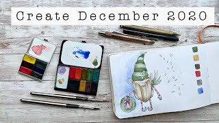 Tutorial or Lesson | Create December #5 | Ballpoint pen and watercolor