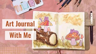 👩‍🎨 Art Journal With Me | Creating A Scene With Collage Elements & Watercolor