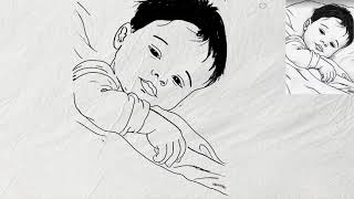 Mother's Day drawing | Drawing a baby boy | filfel drawings