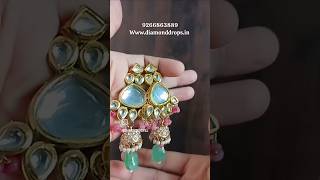 Premium kundan necklace with jhumkas For wedding, 9266863889, Www.diamonddrops.in#wedding #fashion