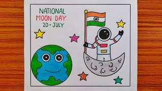 Chandra Dinam Drawing / Lunar Day Poster / National Moon Day Drawing / How to Draw Chandra Dinam