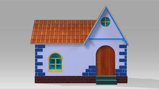 Stylish 3D Cartoon House Model with Game Ready