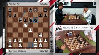 Yu Yangyi beats Magnus Carlsen in 25 moves! / St. Louis Rapid & Blitz GCT 2019