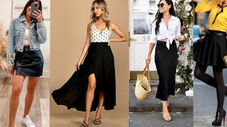 NEW Black Skrit outfits Summer.|How to wear Black Skrit.🖤|Chic Black Skrit...