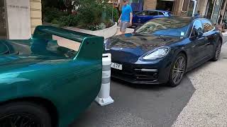 Batman car and super cars in front of Hotel Hermitage in Monte Carlo