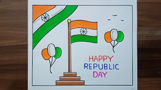 How to Draw Republic Day Drawing / Republic Day Poster Drawing / Republic Day Drawing Easy Steps