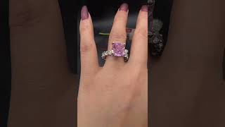 iiAthena Cushion Cut Fancy Pink Double Under Halo Engagement Ring