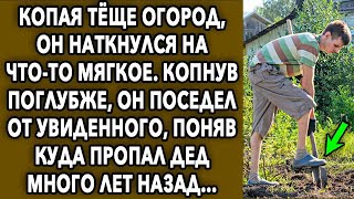 Копая теще огород, он наткнулся на что то мягкое, а копнув поглубже, он нашел там