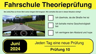 🚘 Führerschein Theorieprüfung Klasse B 🚗 Juni 2024 - Prüfung 10 🎓📚