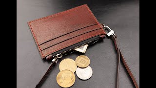 Zipper Credit Cardholder Wallet Brown Goat