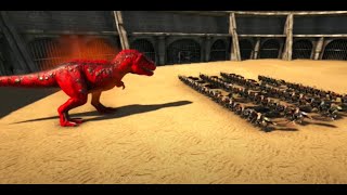 Alpha T Rex level 100 VS 10 & 50 & 75 Deinonychus level 100 Ark Battles