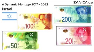 A dynamic montage Israel banknotes 2017   2022