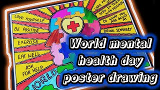 World mental health day poster drawing/very easy world mental health day poster/simple Drawing|