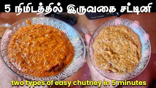 5 நிமிடத்தில் இருவகை சுவையான சட்னி | 2 types easy chutney in 5 minutes tamil | Garlic Chutney