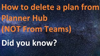 How to delete a plan from Planner Hub