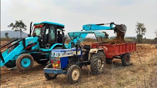 JCB 3dx Backhoe Loading Mud in Mahindra 475 Di tractor JCB miti khudai work video #jcb #jcb3dx #jcb