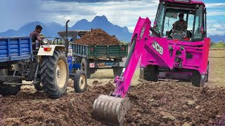 JCB 3dx Backhoe fully Loading Mud in Mahindra 475 JCB miti khudai work video #jcb #jcbvideo #farming