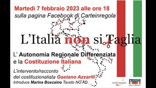 video del webinar L'Italia non si taglia - Autonomia differenziata e Costituzione