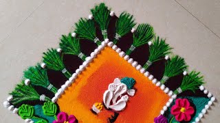 Easy and Very Attractive 🌺Ganesha🌺 Rangoli | Sanksthi Chaturthi Rangoli | durva rangoli