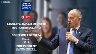 LIVE DE LA ROMAN - Lansarea Angajamentului meu pentru România și Conferință de presă.