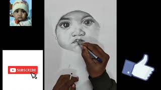 baby face portrait by artline pencil