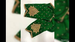 Green colour aari work blouse