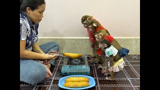 4 Siblings Feel Very Delighted While Mom Cook Grill Bread For Their Dinner Treat, So Delicious!!