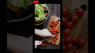 Top View of A Person Slicing Cherry Tomatoes#shorts #10minutes #recipe