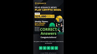 WODL ALGO Binance Quiz Answers | Share $25,000 in ALGO rewards #shorts