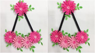 Paper crafts:Wall decor with color paper flowers | Wall hanging with paper flowers