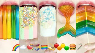 asmr COLORFUL RAINBOW JELLY 🌈☁️🍉🧜‍♀️🏳️‍🌈💫🔴🟠🟡🟢🍔 알록달록 무지개 젤리 이모지 먹방 eating sounds