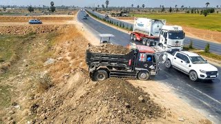 Drivers should be extra careful when there is a pour soil truck working near the highway.