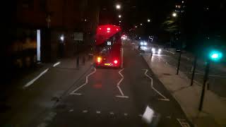 london bus journey on route 106 from Whitechapel to Stoke Newington night time