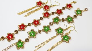 Bead bracelet/Beaded EARRINGS/Diy/Tutorial/Браслет из бисера/Серьги из бисера/Натали Амапола 1