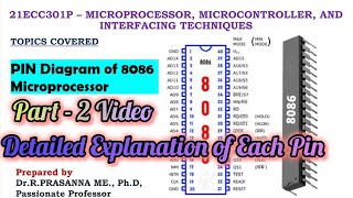 Pin Diagram of 8086 Microprocessor - Part 2 (Detailed)