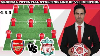 🚨 Arsenal potential Starting line up vs Liverpool 4-3-3✅ | Epl 2024/2025 Round 09