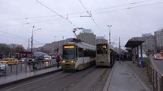 Cele 3 tramvaie Bucur LF repartizate pe linia 21 (5 decembrie 2023)