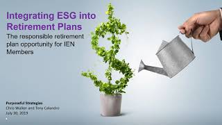 IEN Webinar: Integrating ESG Options into Higher Ed Retirement Plans